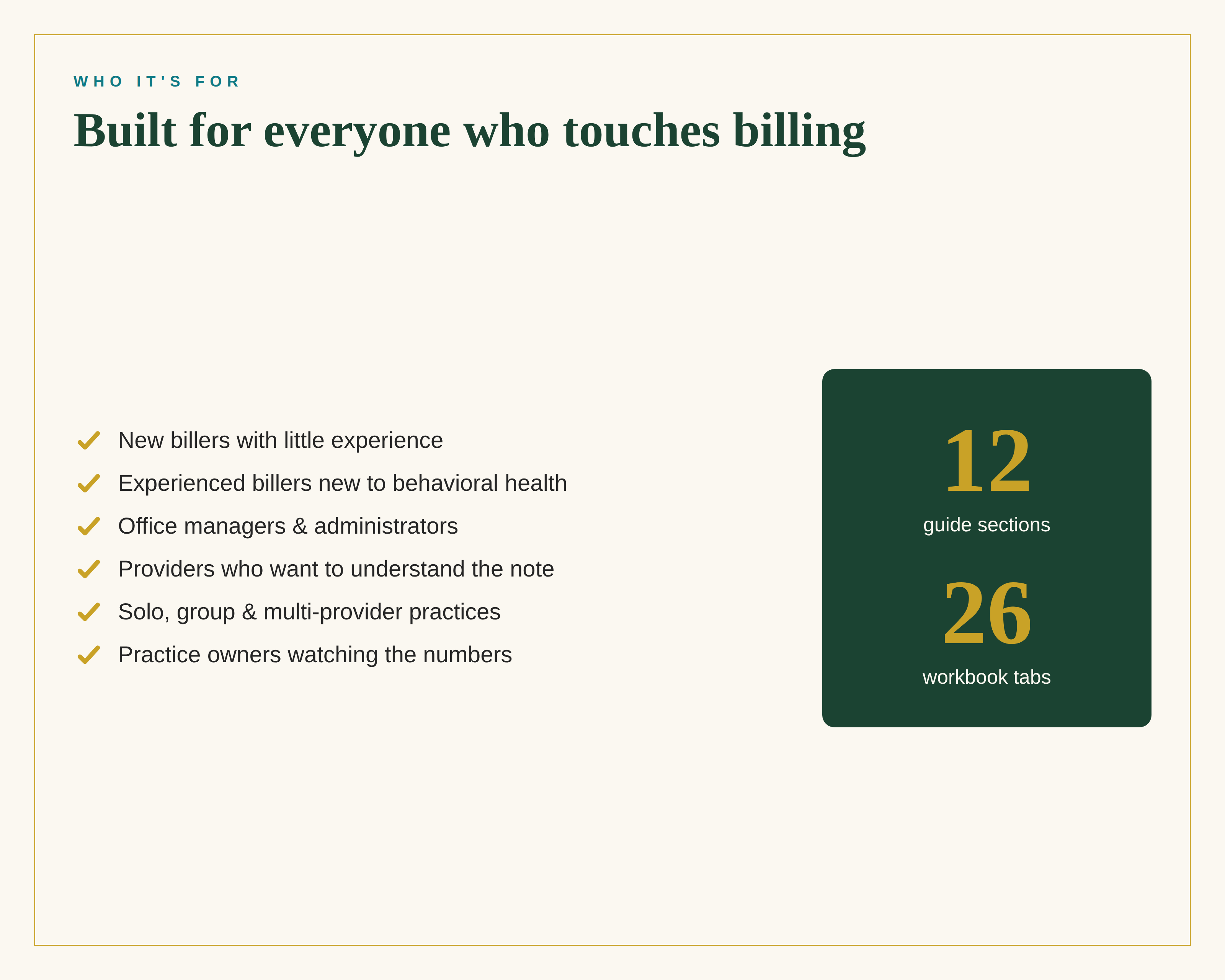 The Outpatient Behavioral Health Billing Toolkit — Coding, Claims, Denials & Fee-Setting Guide + 26-Tab Workbook
